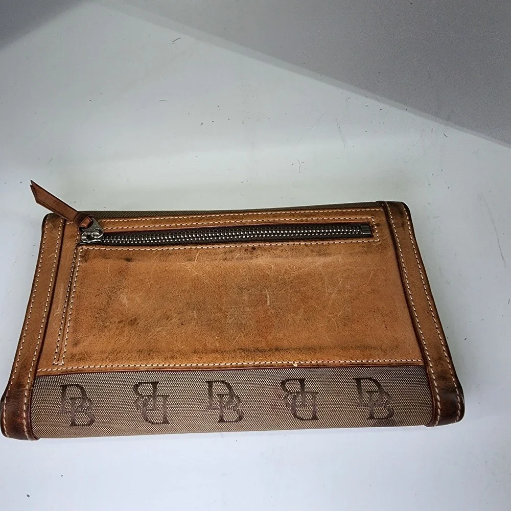 Dooney & Bourke Brown Monogram Hobo with Tan Leather Trim